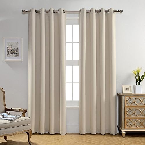 Set de 2 cortinas para ventana, de Miuco, opacas, con ollaos, para recámara, incluye 2 alzapaños