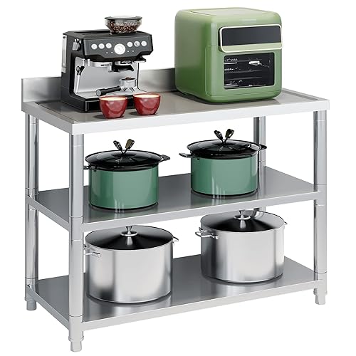 Heavy Duty Free Standing Stainless-Steel Commercial Restaurant Kitchen Work Table,