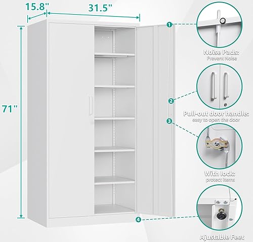 Miniatura 86 de SISESOL Armario de almacenamiento con puertas y estantes de vidrio, armario de despensa de cocina independiente para el hogar, oficina, baño Negro