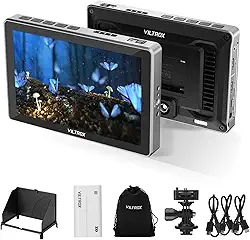 VILTROX DC-L1 7" Monitor de campo com câmera touchscreen, entrada/saída HDMI 4K de 60 Hz, brilho de 600 nits, monitor de câmera 1280x800 com LUT 3D, bateria, pico, cor falsa, protetor solar