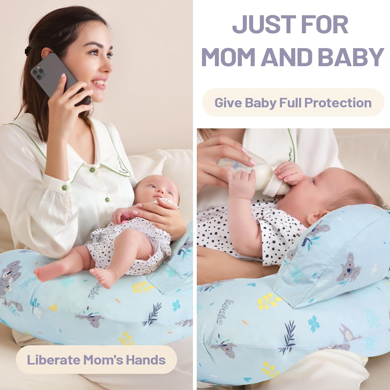 Nursing Pillow for Breastfeeding, Breastfeeding Pillows for More Support for Mom and Baby, with Plus Size Ergonomic Design and Removable Cotton Cover, Blue, Pallet of Product - Image 4