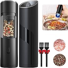 Electric Salt and Pepper Grinder Set-Gravity Electric Salt Pepper Mill Set, 2022 Upgraded Electric Pepper and Salt Mill, Automatic Gravity Activated, Adjustable Coarseness, One Hand Operated Pepper Grinders, 2Pcs
