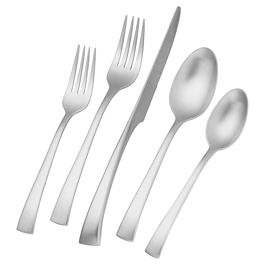 ZWILLING J.A. Henckels Bellasera (Matte Finish) 45-pc Satin Flatware Set, 18/10 Stainless Steel, Satin Finish (Not Polished)