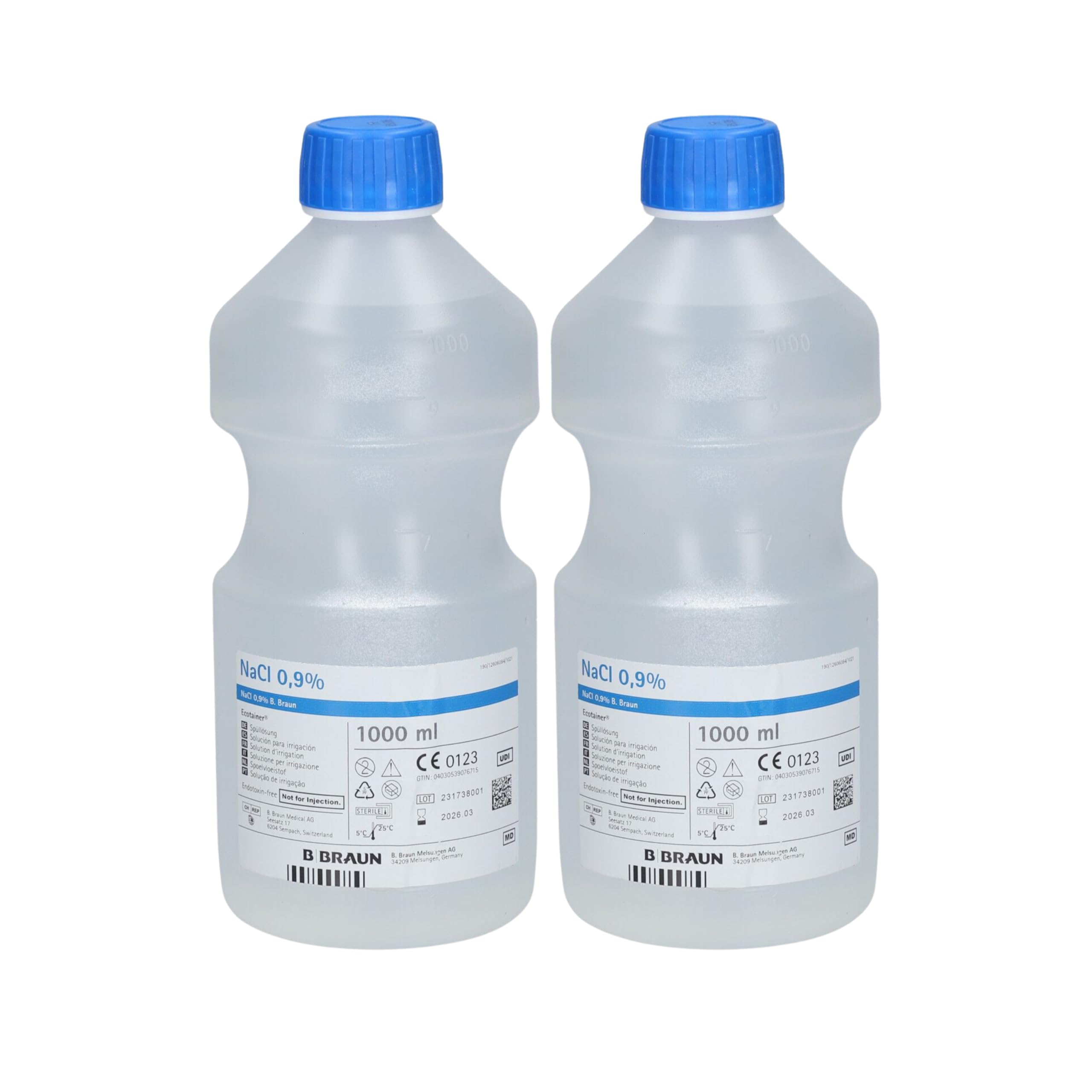 B-BRAUN | Siero Fisiologico | Fluidifica e Umidifica le Mucose Nasali | Elimina le Secrezioni | Permette il Risciacquo e il Trattamento delle Ferite | Idratazione delle Bende | Confezione da 2 x 1 L