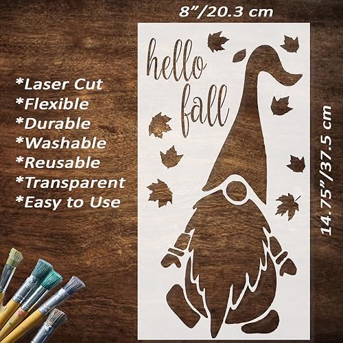 Miniatura 7 de DLY Lifestyle Plantilla grande de gnomo de Navidad (17.5 x 10 pulgadas), plantillas de pintura navideña para madera, ventanas, gran plantilla de