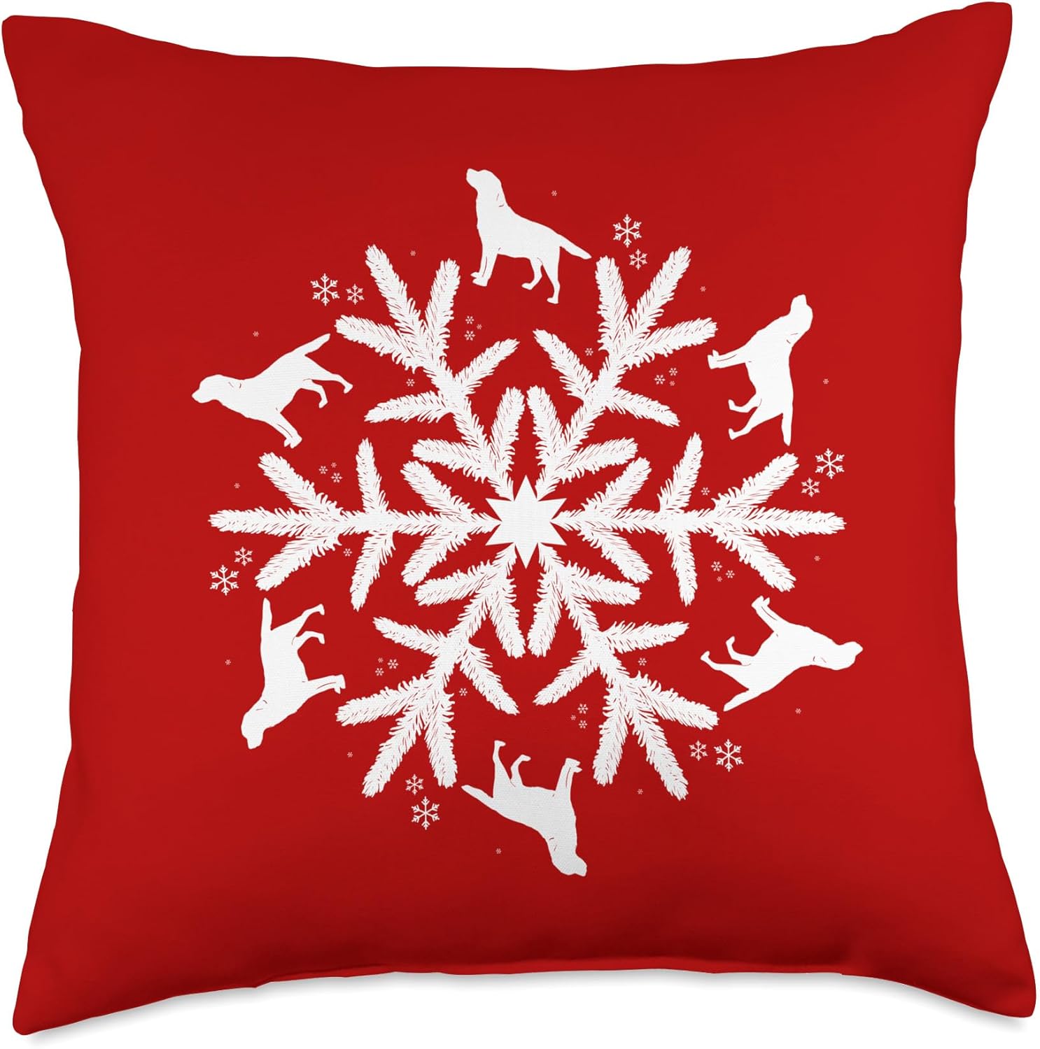 Snowflake Christmas Labrador Retriever Throw Pillow