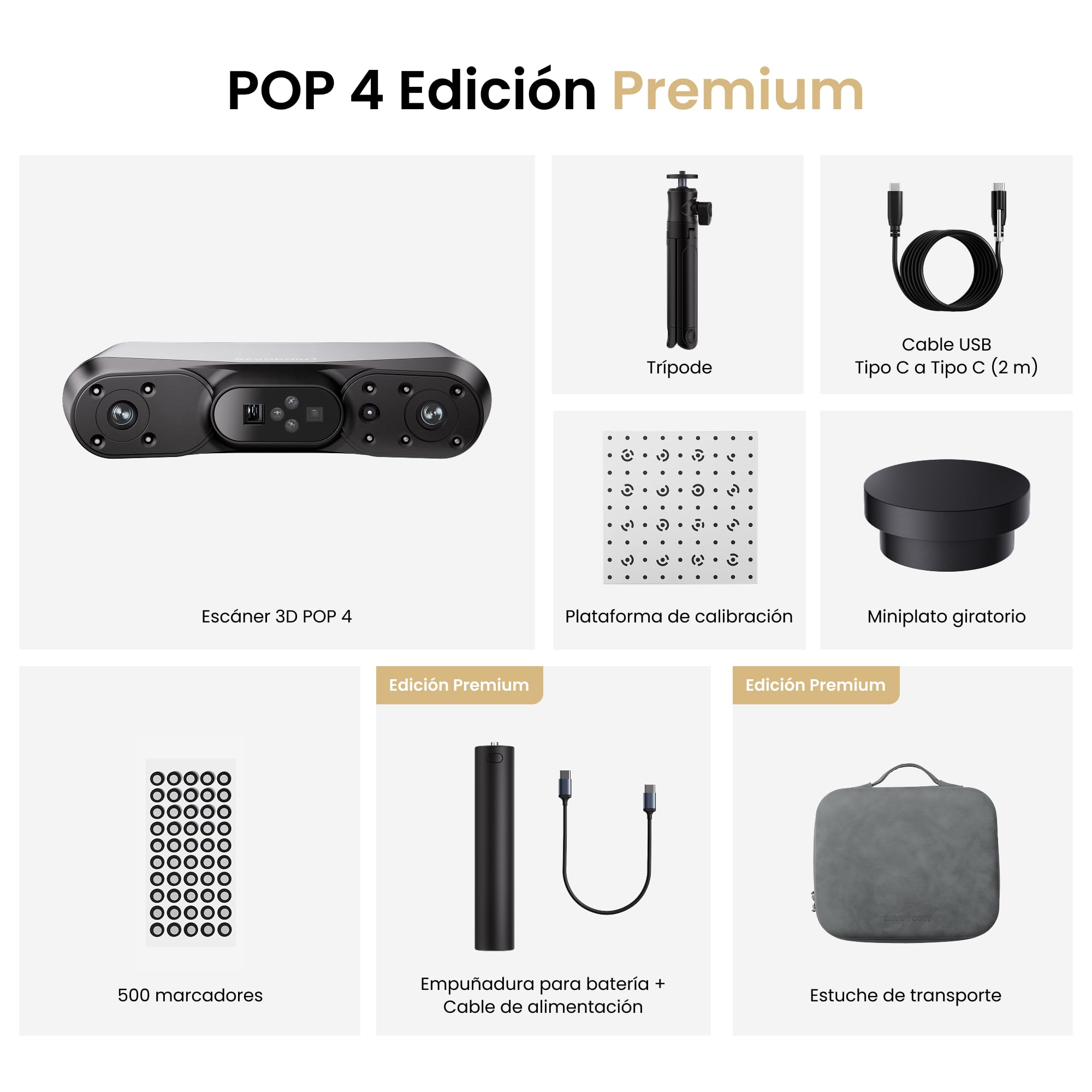 Revopoint POP 4 3D-Scanner Premium & Doppelachs Drehtisch, Einfache Erfassung detaillierter 3D-Daten
