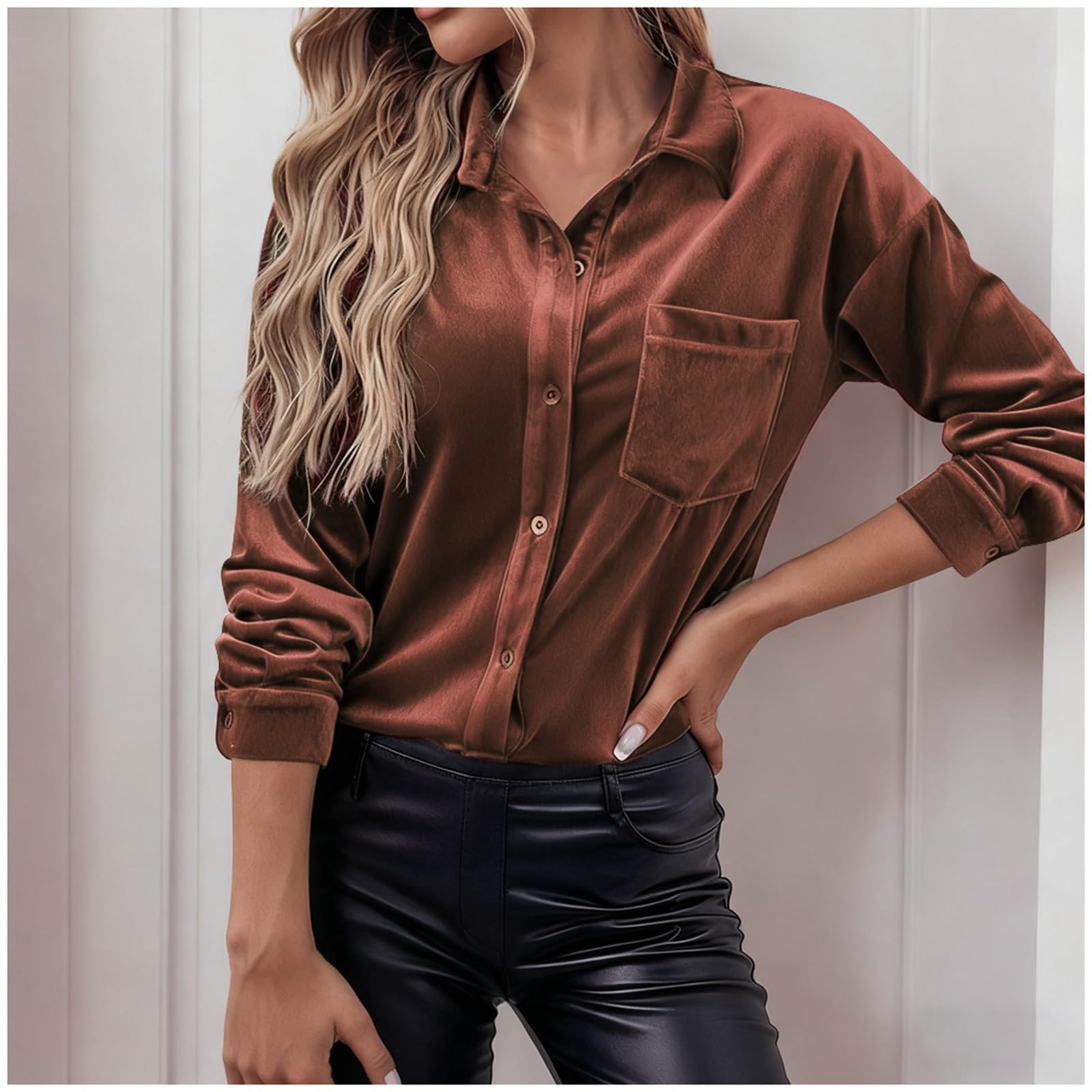 Chemisiers Et Blouses Femme Chemisier Femme Haut Chemise Cintrée Chemisier Coton Chemise Lin Surchemise Longue Chemisiers Femmes en Lin Top Chic Et Élégant sans Repassage Noir Haut Grande Taille Rose