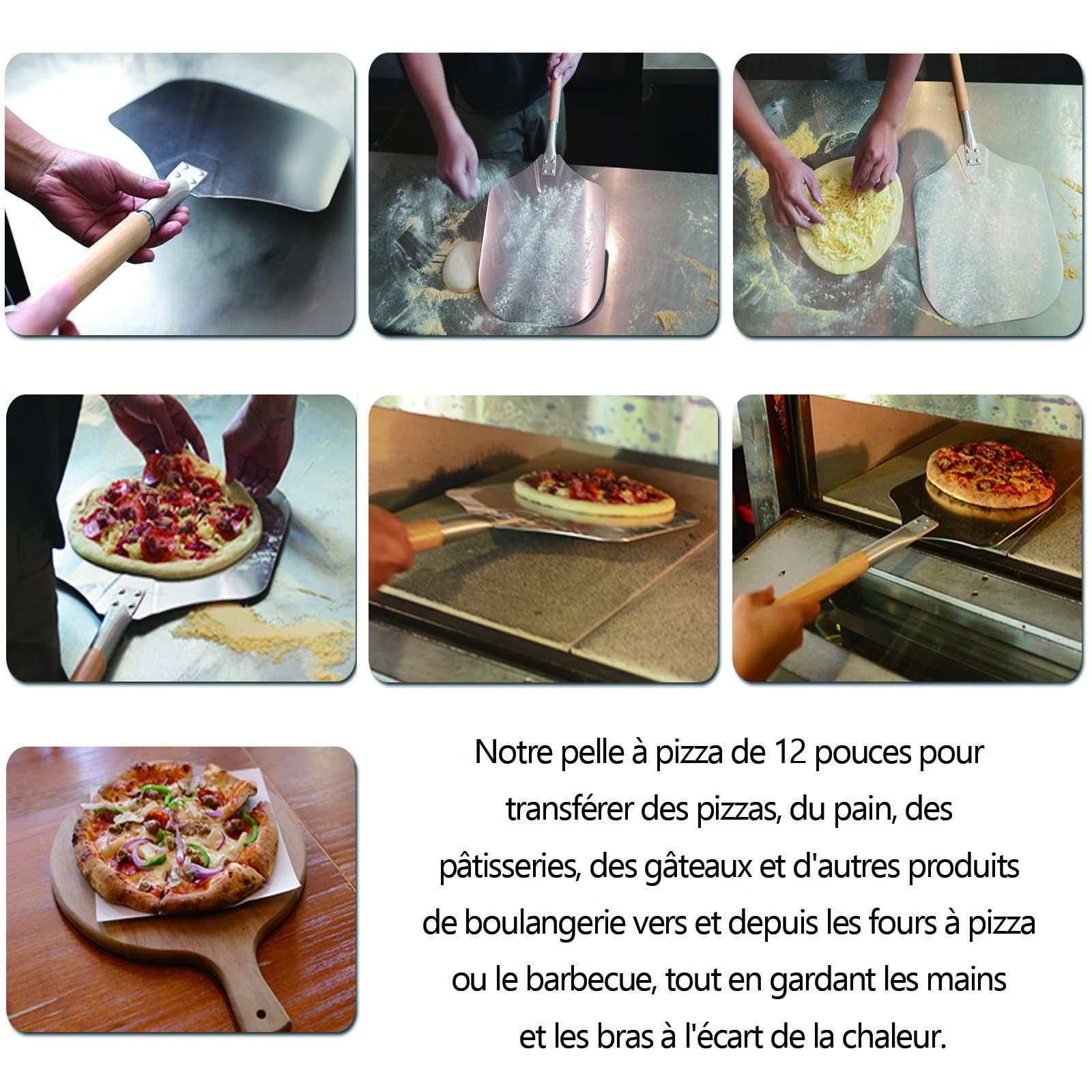 Profesjonalne płyty do pizzy, łopatka do pizzy, luksusowa paleta do pizzy, z drewnianym uchwytem, antypoślizgowa, do użytku w kuchni kamień do pizzy DIY piekarnik do pieczenia chleba ciasto (9?,Długa)