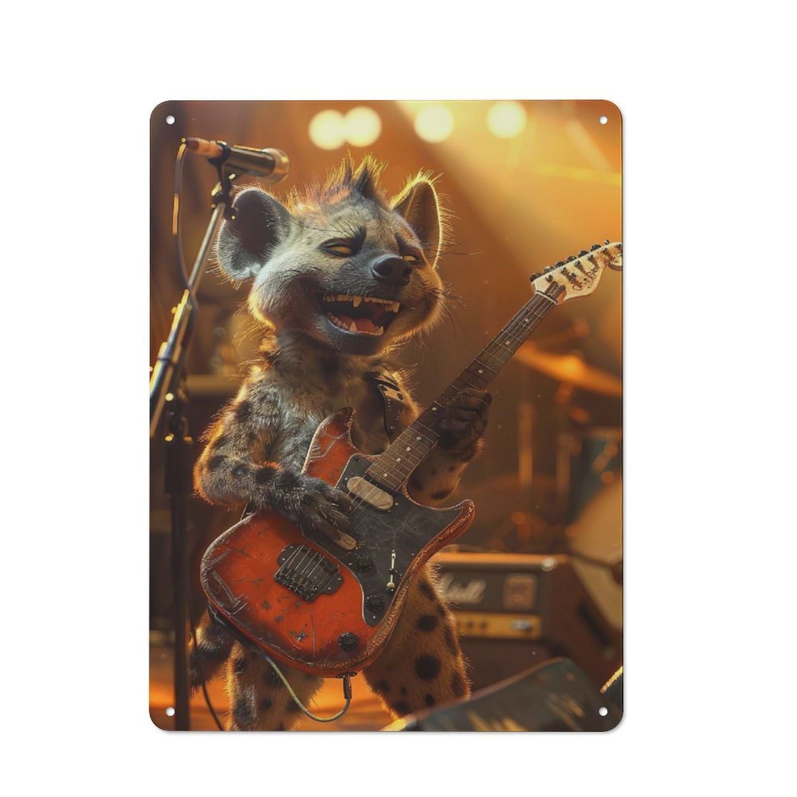 Junmoney Style-22 Retro Metal Wall Plaque 40X30cm Featuring Hyena Rock, Room Wall Plaque For Hallway, Home Bar, Garage Or Study