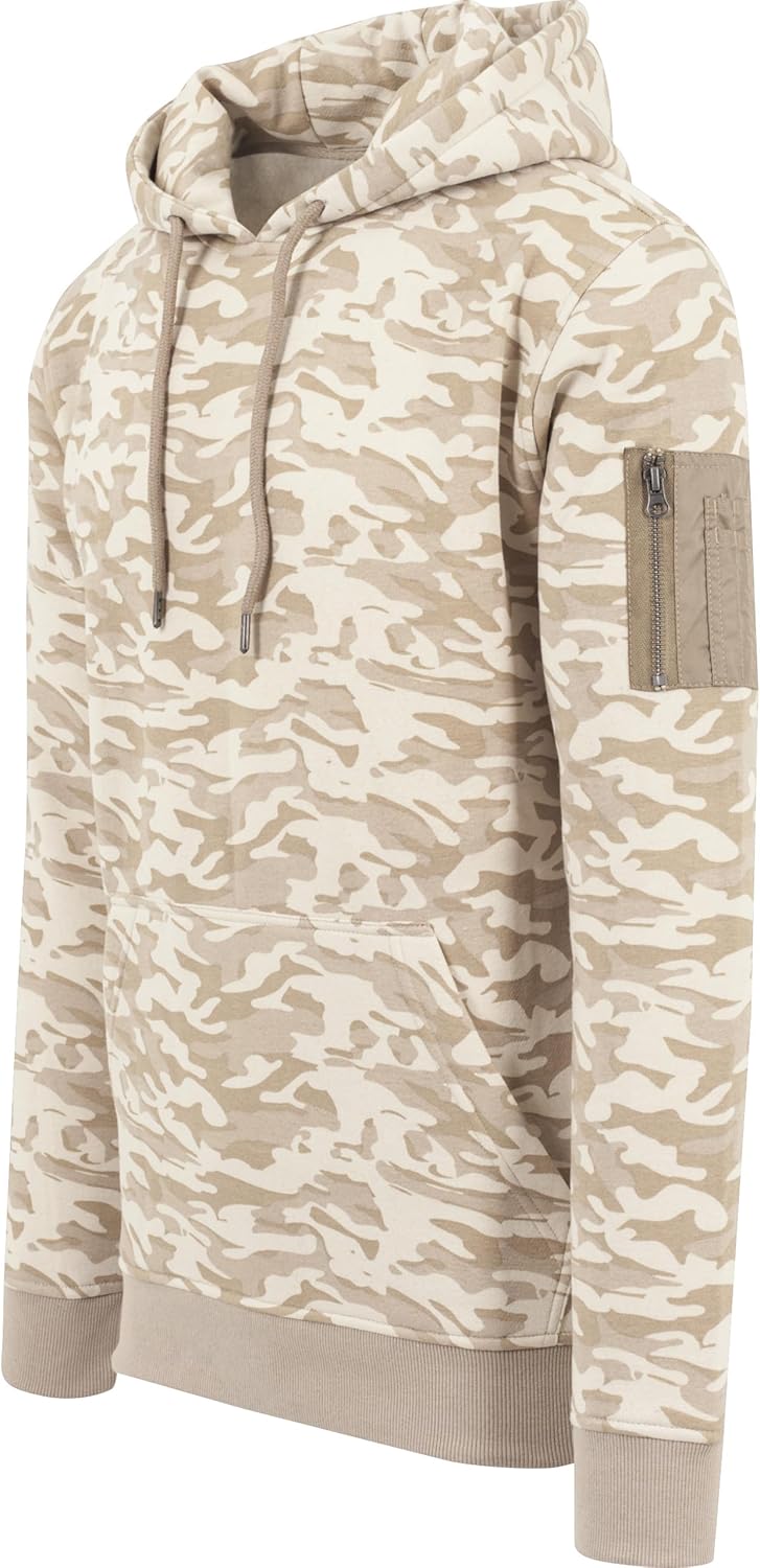 Urban Classics Men Hoodie Sweat Camo Bomber, Size:S, Color:Beige camo