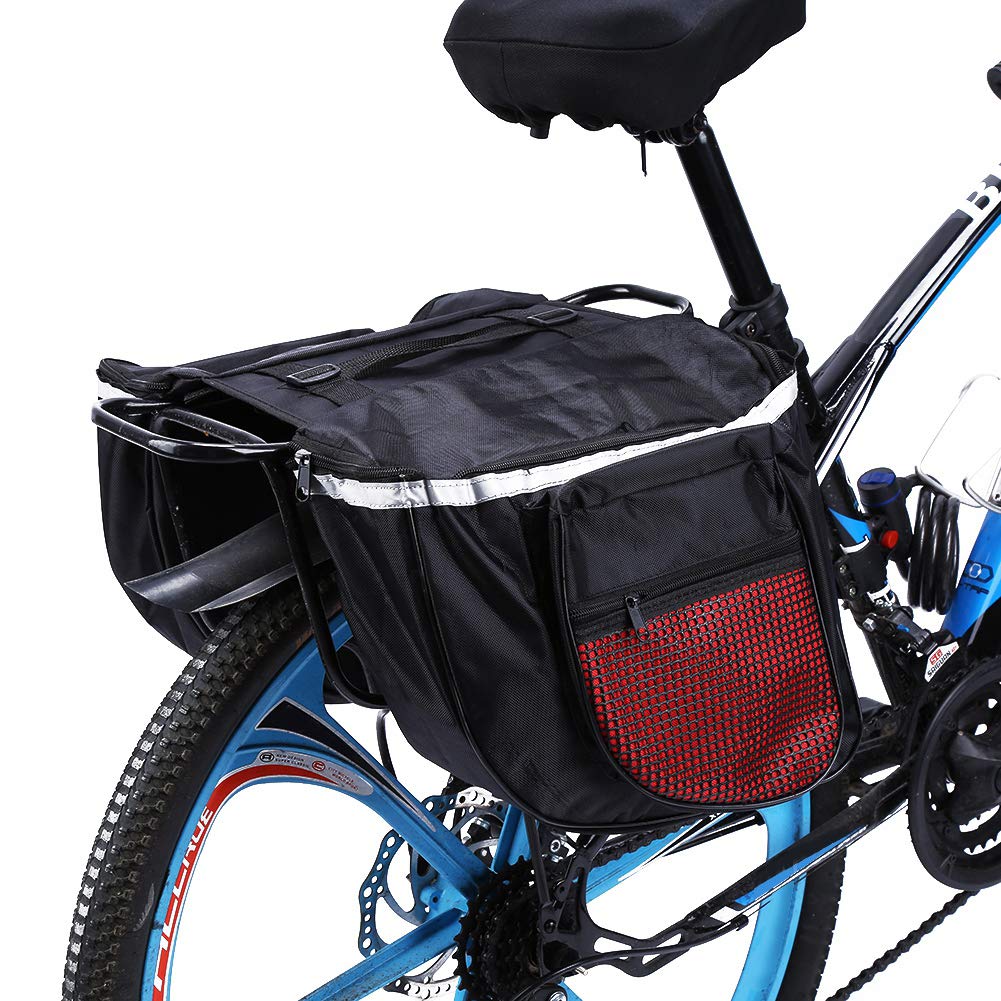 Podwójna Torba Rowerowa 25L Wodoodporny Tylny Bagażnik Rowerowy Boczna Tylna Torba Rowerowa do Jazdy na Zewnątrz Czarno-czerwona