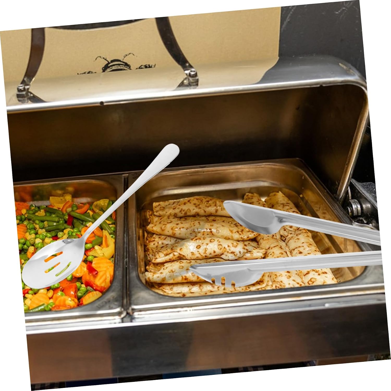 Ipetboom 18-Piece Stainless Steel Serving Utensils Set Tongs Slotted Spoons and Buffet Cutlery for Catering Parties and Anniversaries