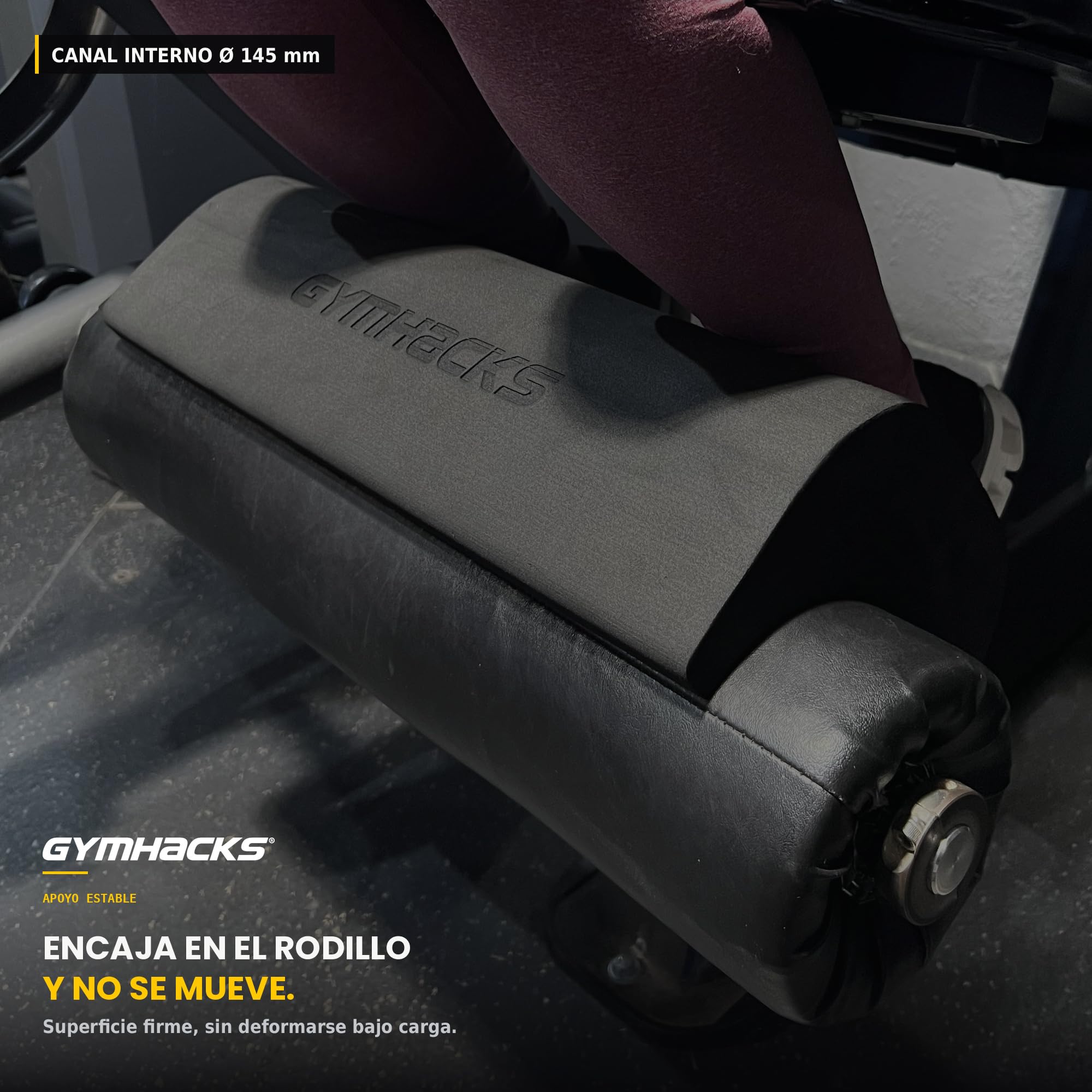 Almohadilla para Extensión de Cuádriceps - Pad para Máquina de Leg Extension, Amplía el Recorrido y el Estiramiento del Cuádriceps, Espuma EVA Alta Densidad, 48 cm, Negro