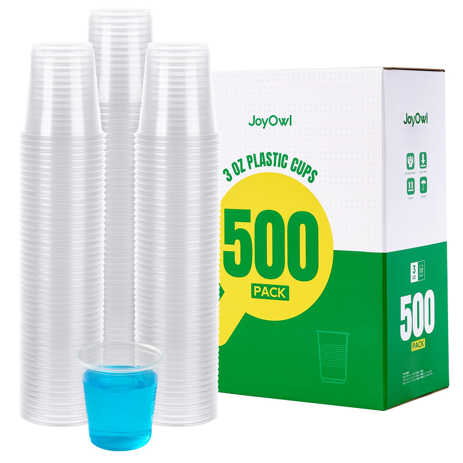 JoyOwl 500 Pack 3oz Disposable Plastic Cups, Bathroom Mouthwash Cups, Mini Tasting Tumblers for Home Medicine, Restaurant Sauce, Kids Crafts