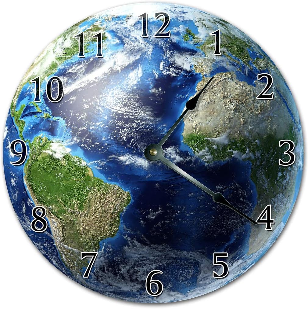 10.5" Amazing Space View ON Planet Earth Clock - Printed Clock - Large 10.5" Wall Clock - Home Décor Clock
