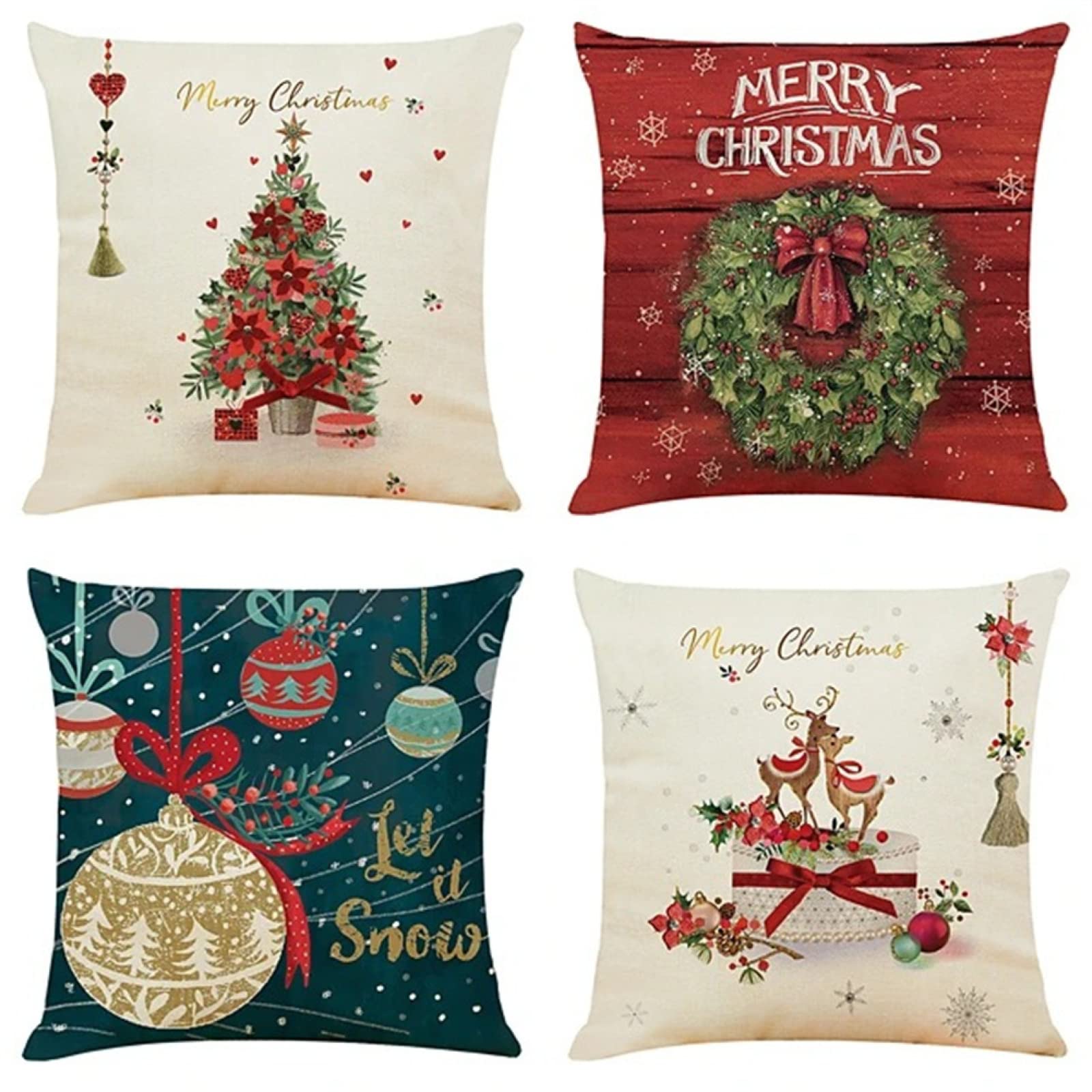 Noël housses de coussin d'extérieur 70x70cm idéales pour terrasses et lits