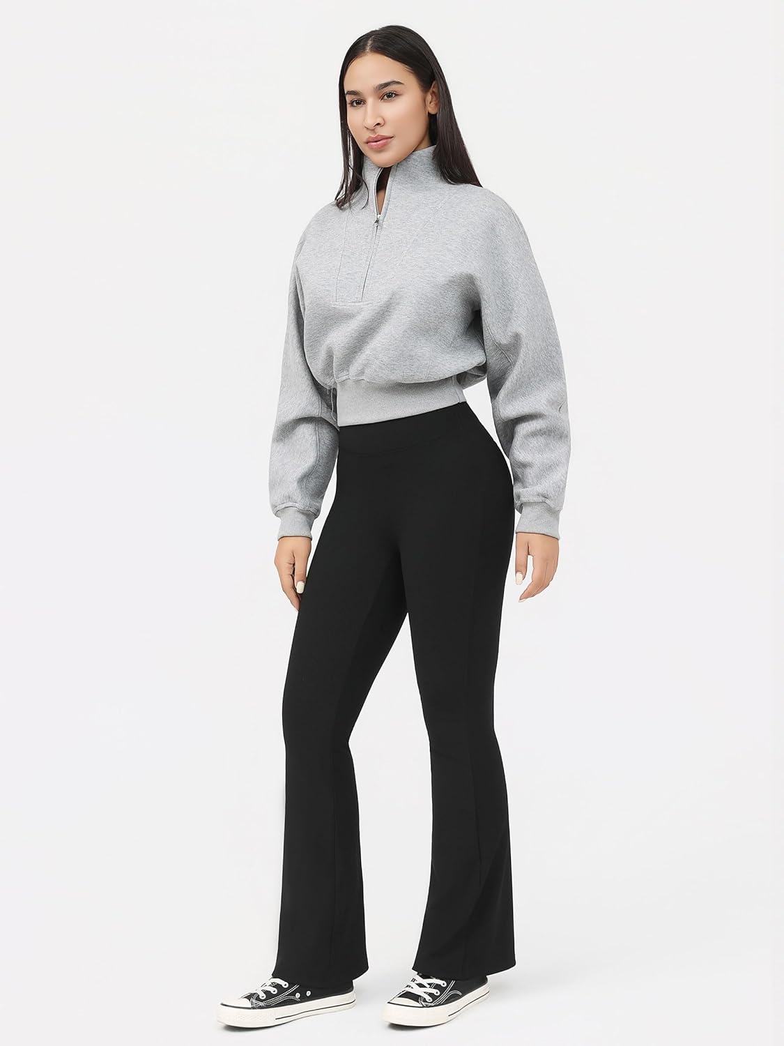 Flare Leggings for Women Petite 29'' Inseam High Waisted Tummy Control No Front Seam Casual Wide Leg Yoga Pants - Image 2