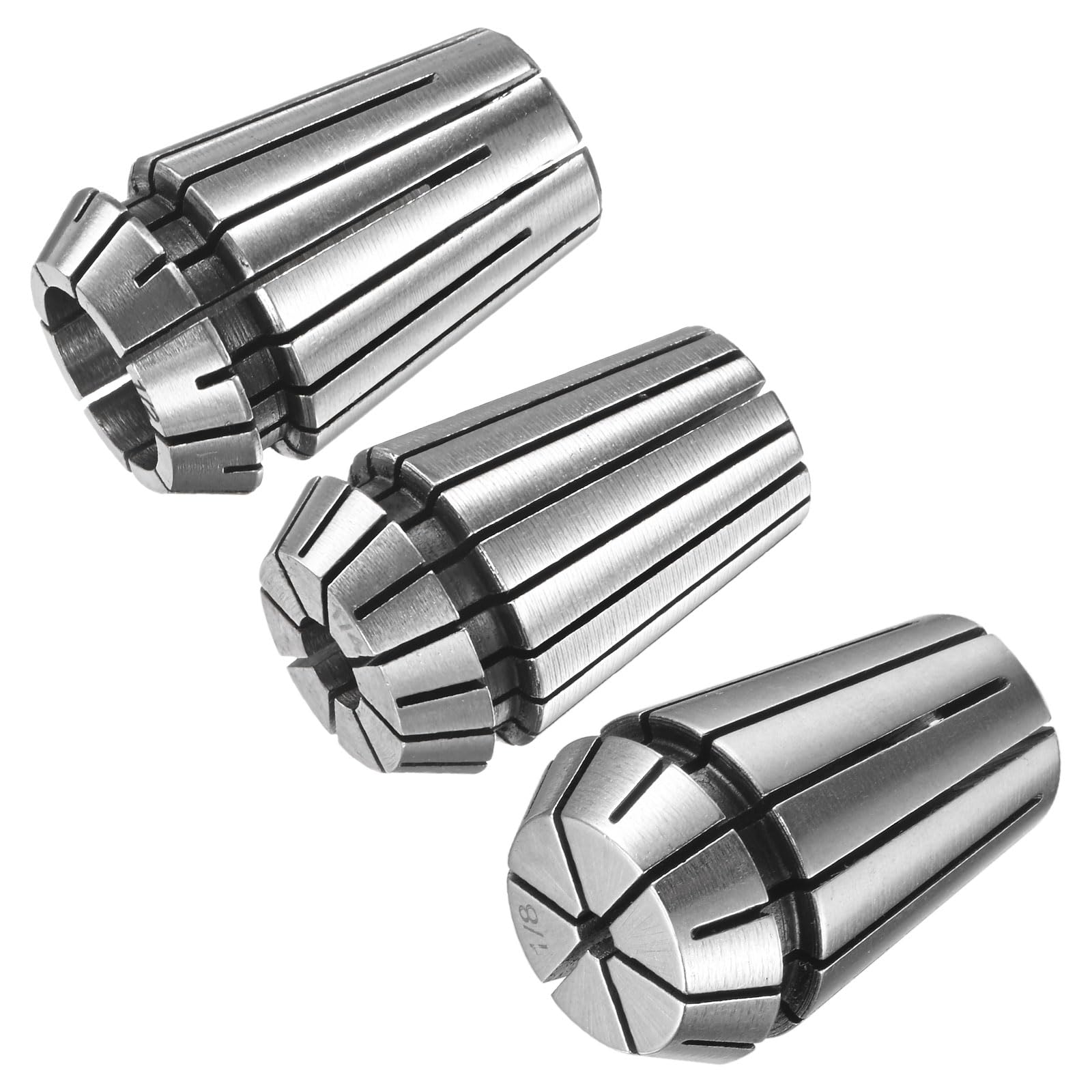 M METERXITY 1 Set ER20 Spring Collet, 40Cr Steel Spring Collet Chuck 1/2, 1/4, 1/8mm Clamping Diameter for CNC Engraving Machine/Lathe Milling Tool [Silver,1.3x0.8/ 32x21mm]