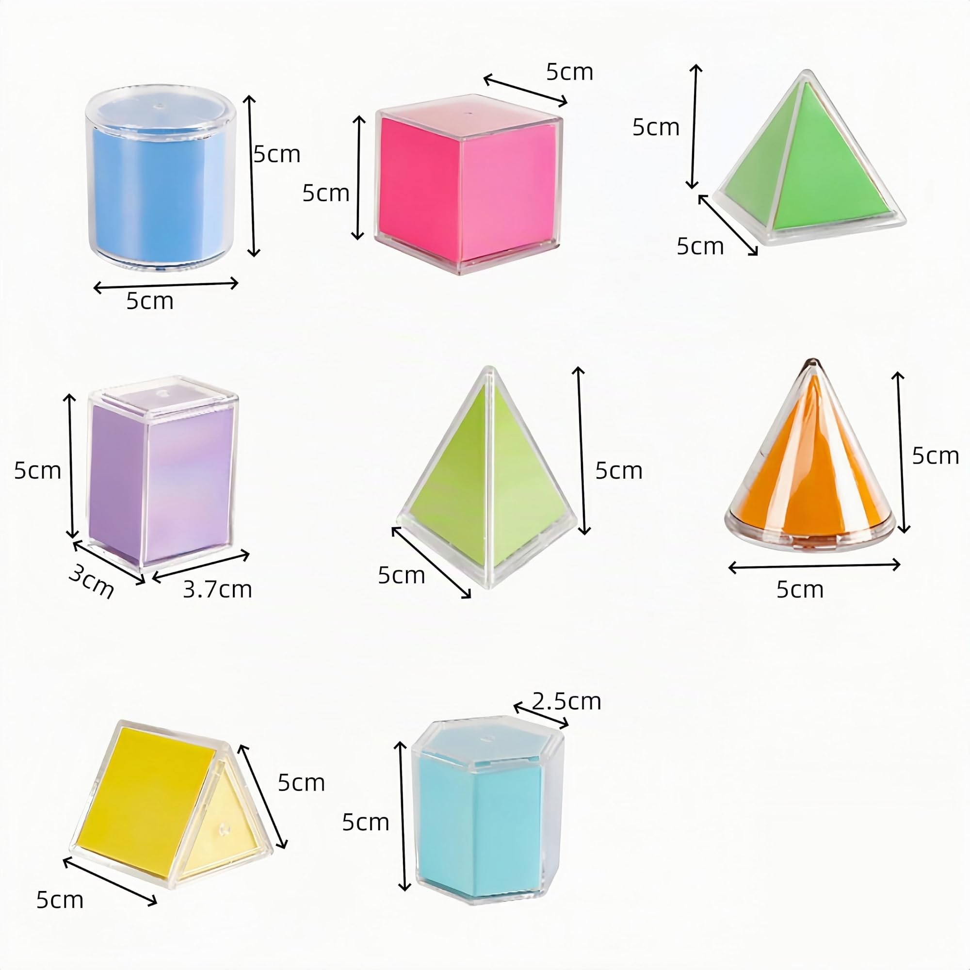 8 Stück geometrisches Modell, 3D-geometrische Figuren, geometrische Formen-Manipulative, für den Unterricht zum Zählen der mathematischen Manipulative-Blöcke aus Kunststoff-Kit und wissenschaftliche