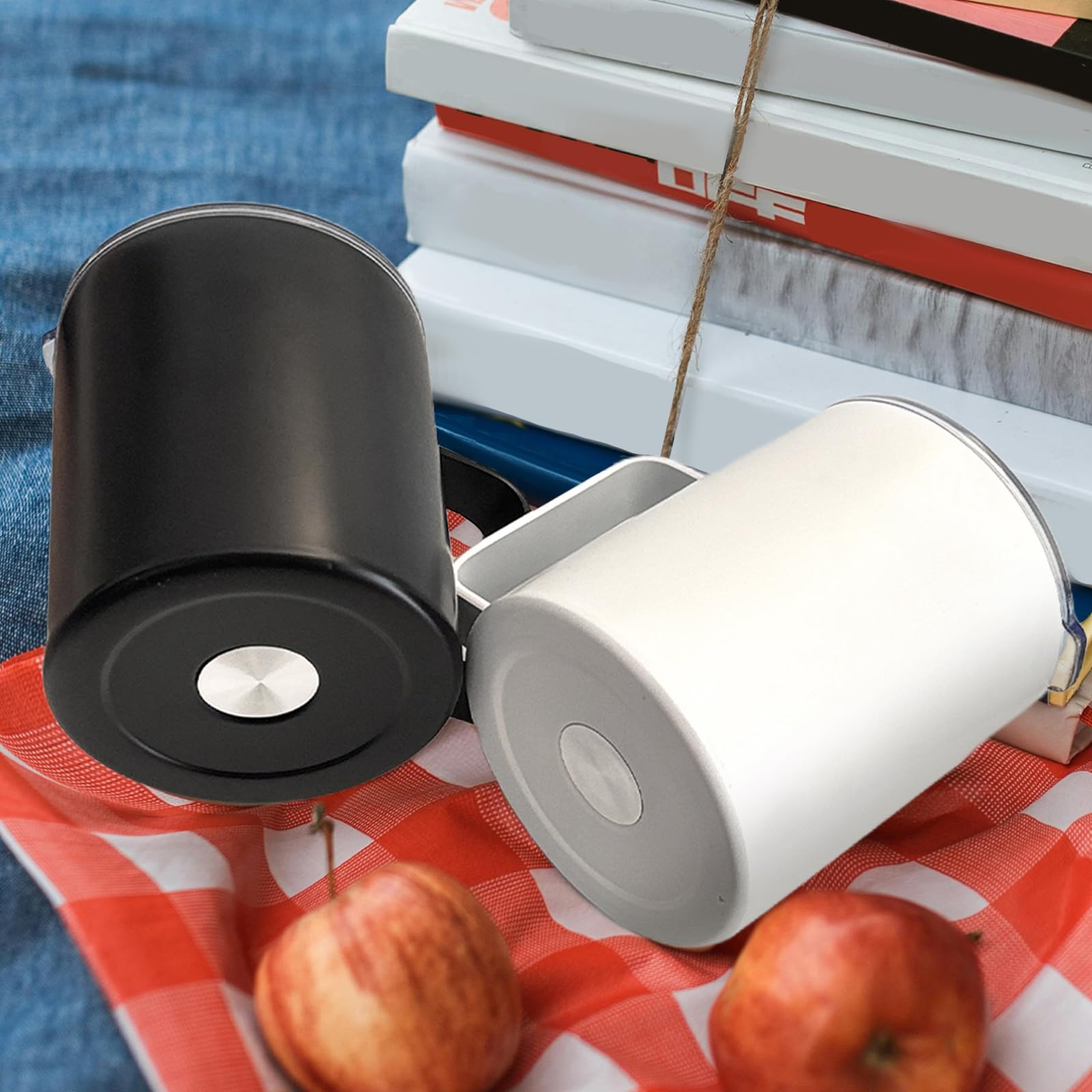 YOUKE OLA Paquete de 16 tazas de café aisladas de acero inoxidable a granel con asa y tapas, taza de viaje de doble pared aislada al vacío de 12 onzas para bebidas calientes y frías, hogar, oficina,