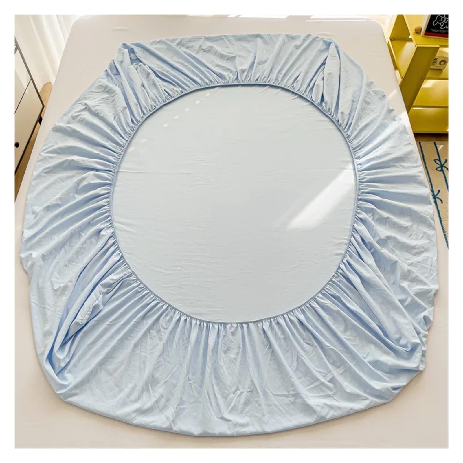 Wasserdichter Matratzenbezug Spannbettlaken aus gewaschener Baumwolle, einfarbig, mit Gummibändern, rutschfest, verstellbar, Bedruckt(Color-05,180x200cm 1pc)