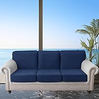 Vista 8 de LiveGo Funda de cojín para sofá de patio, impermeable, de repuesto, para muebles de patio, fundas de asiento de silla, protector suave y flexible