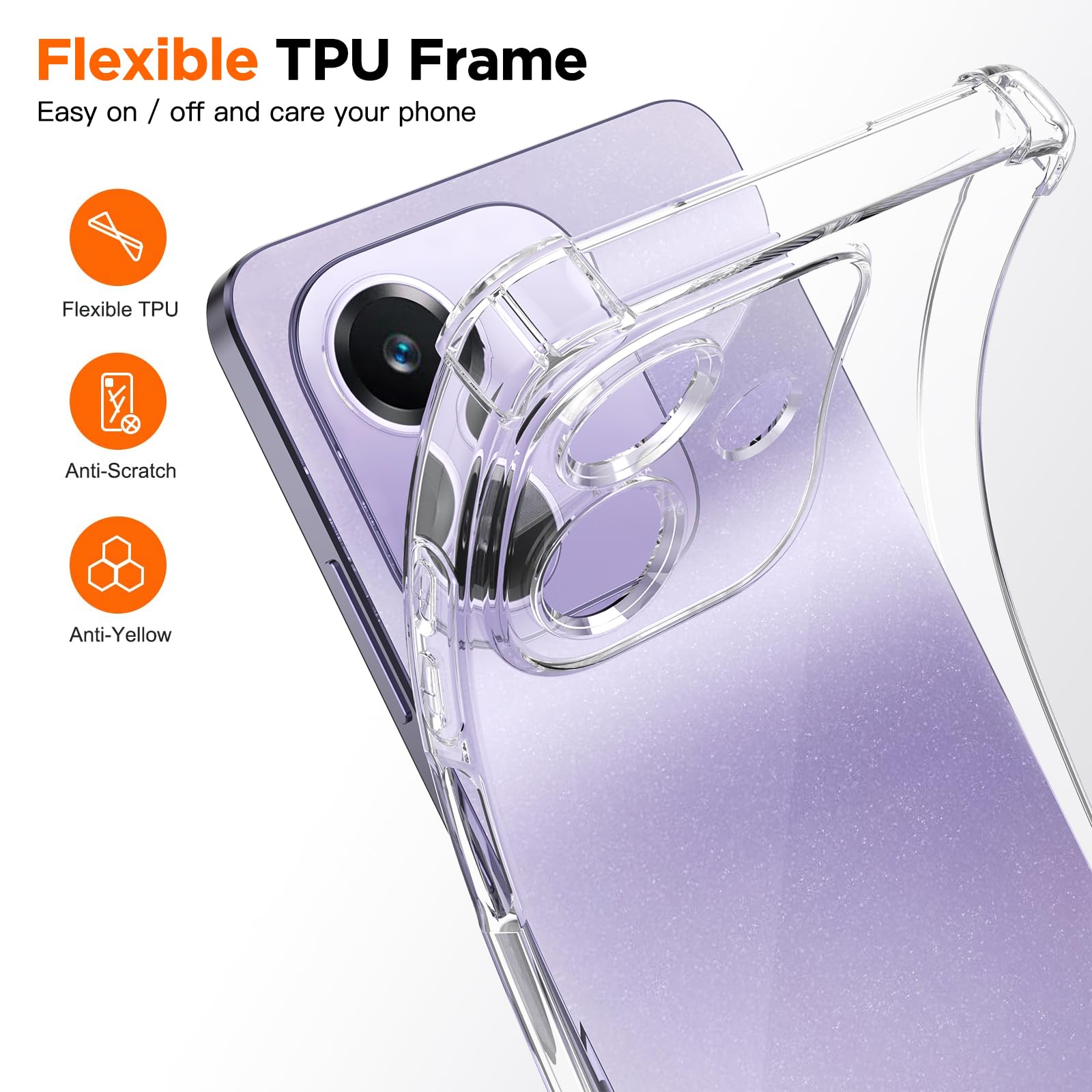Ikziwreo - Cover per Oppo A40 / Oppo A40M / Oppo A60 5Gcon 2 pezzi in vetro temperato, custodia in silicone TPU trasparente morbido [paraurti con angoli rinforzati], protezione trasparente antiurto