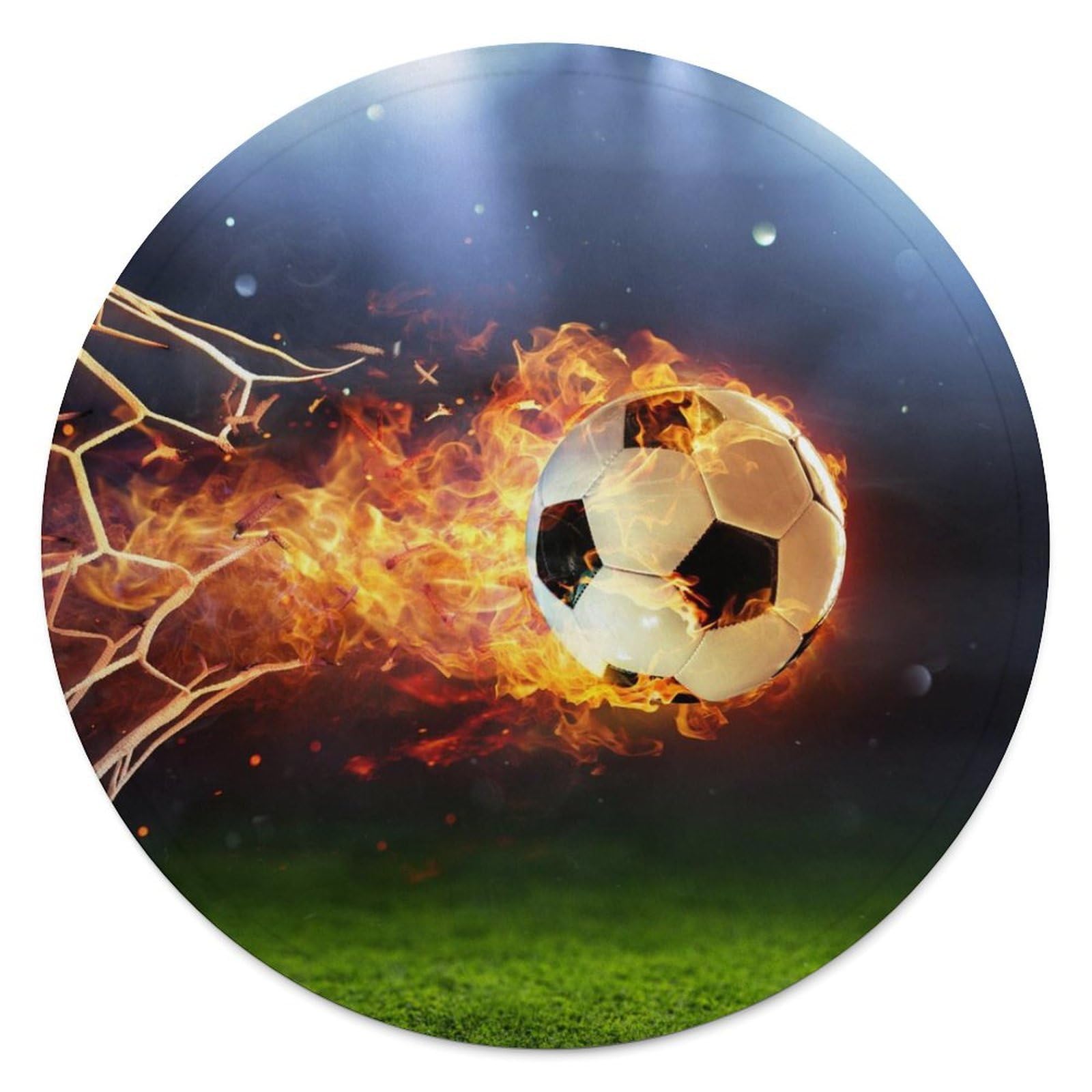 FekiLoot Football Round Flannel Throw Blanket, 59.1 Inch Diameter Single Sided Printed Fleece Blanket, Multipurpose Foldable Decor Cover for Couch Office Camping Home Furnishing