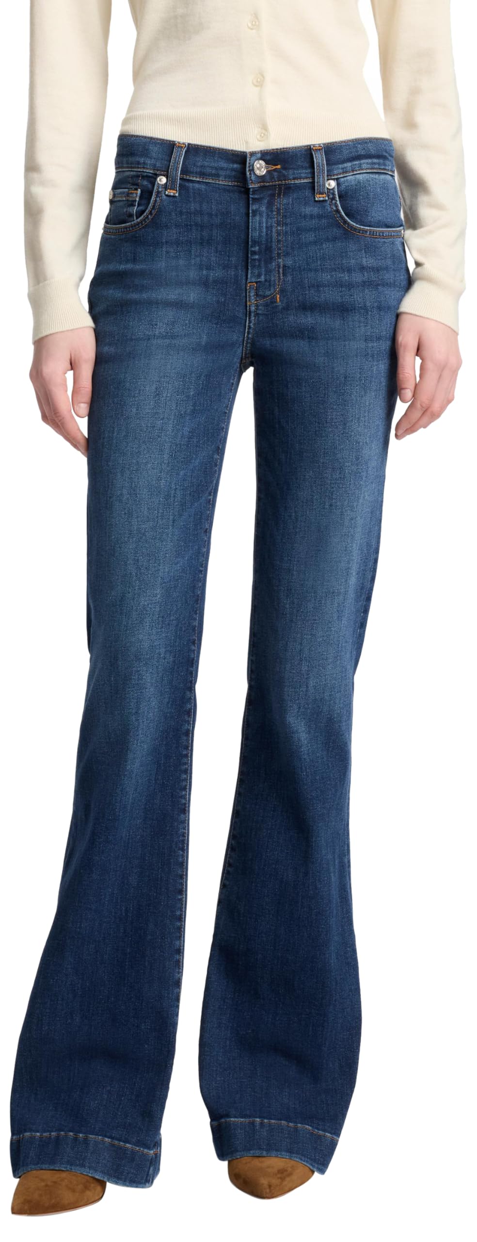 7 For All Mankind Women's Mid Blue Dojo Andover Jeans, 31 W