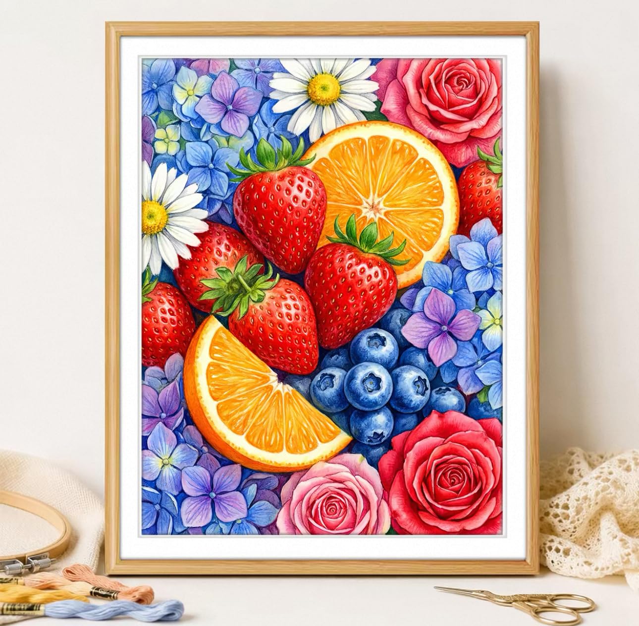 NAHUIGOOD Cross Stitch Kit，– 11Ct Stamped Embroidery Set for Adults & Beginners, Needlepoint Pattern, DIY Art for Home Decor & Gifts Fruit11Ct50X70Cm