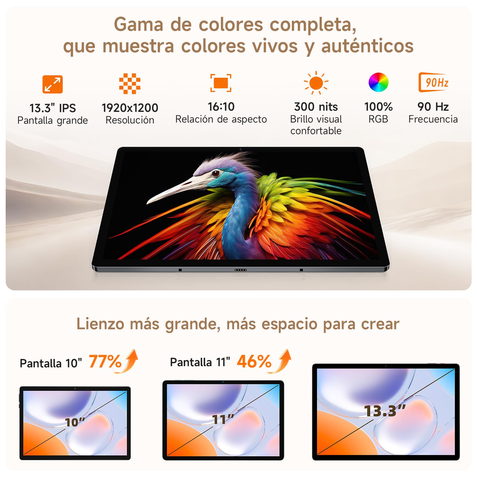 BMAX Tablet 13,3 Pulgadas con Lápiz Táctil, Android 16, 4G LTE, 28GB+128GB | Pantalla Mate Efecto Papel, Lápiz Táctil, 1920×1200 IPS, 12000mAh, Octa-Core, GMS, Widevine L1, Gemini AI, WiFi 5