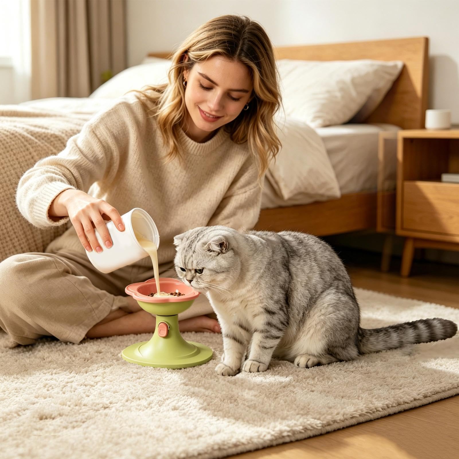 Haustiernapf für Katzen Auslaufsicherer abnehmbarer Napfständer
