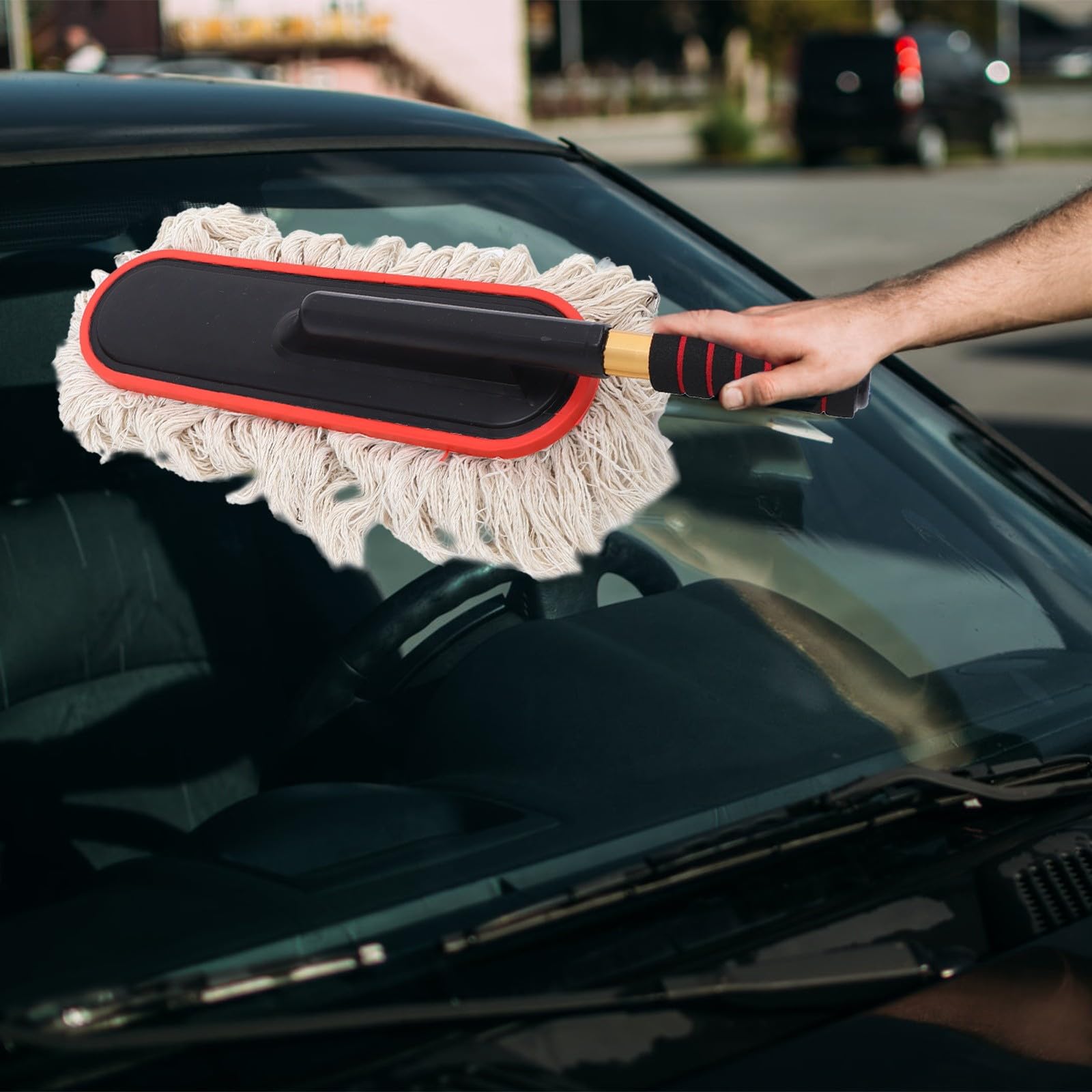 Auto Autostaubentfernungsbürste mit Einziehbarem Langem Griff aus Silikon und Aluminiumlegierung Flexible Autoreinigungsbürste für Outdoor und Motorradpflege
