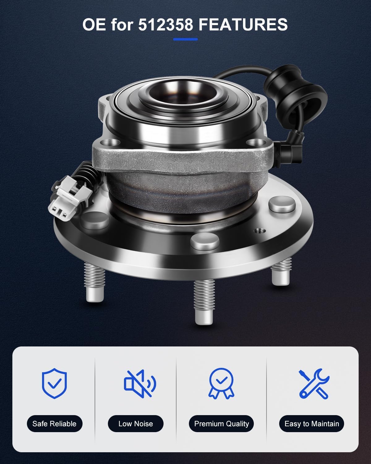 ECCPP Wheel Hub and Bearing Assembly Rear 512358 fit for Chevrolet Captiva Sport 2012-2015, for Chevrolet Equinox 2007-5 Lugs Wheel Bearing Hubs with ABS 2pcs