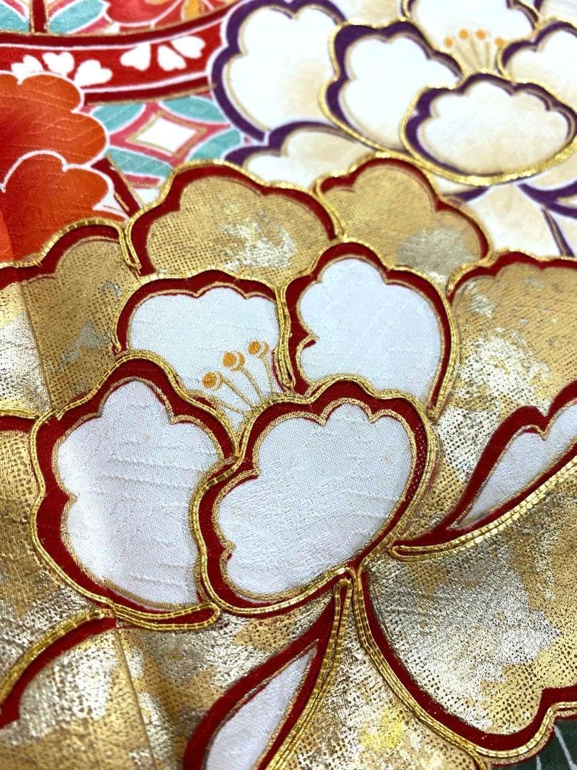 蘇州刺繍 相良刺繍 袋帯 牡丹 杜若 未仕立て品 正絹 六通 袋帯 綿芯お