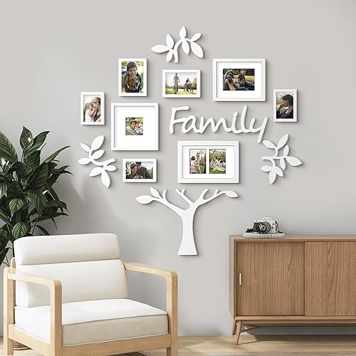 Paquete de 13 marcos de fotos de árbol genealógico con paspartú marfil, tamaño de foto uno de 4 x 4 pulgadas, cinco 4 x 6 pulgadas, tres 5 x 7 disponible en Yaxa El Salvador