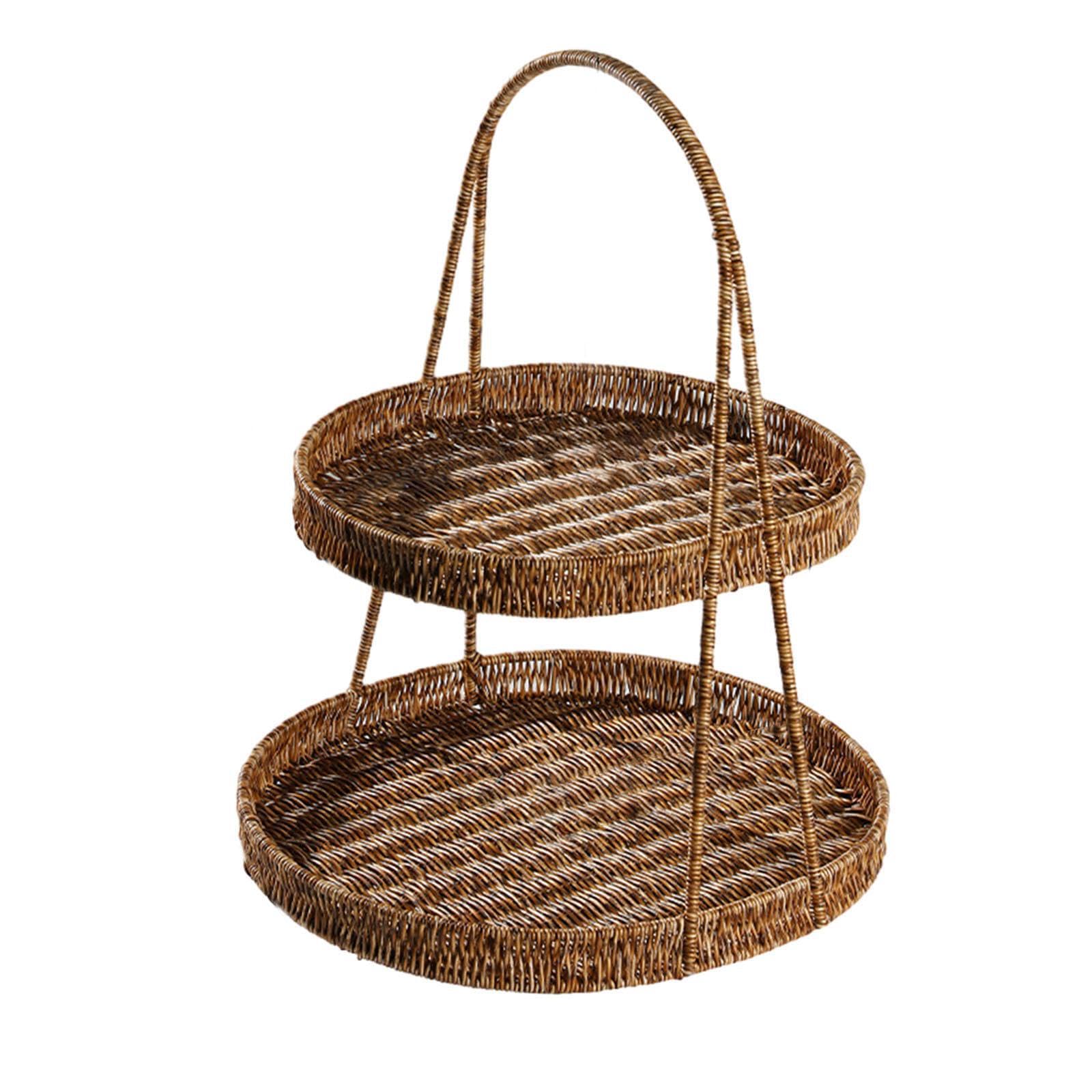 Qlecxzi Dark Brown Sophisticated Fruit Basket Bowl Storage Countertop Style Makes Displaying Fresh Produce Easy Efficient For Kitchen Areas Countertop Fruit Basket,