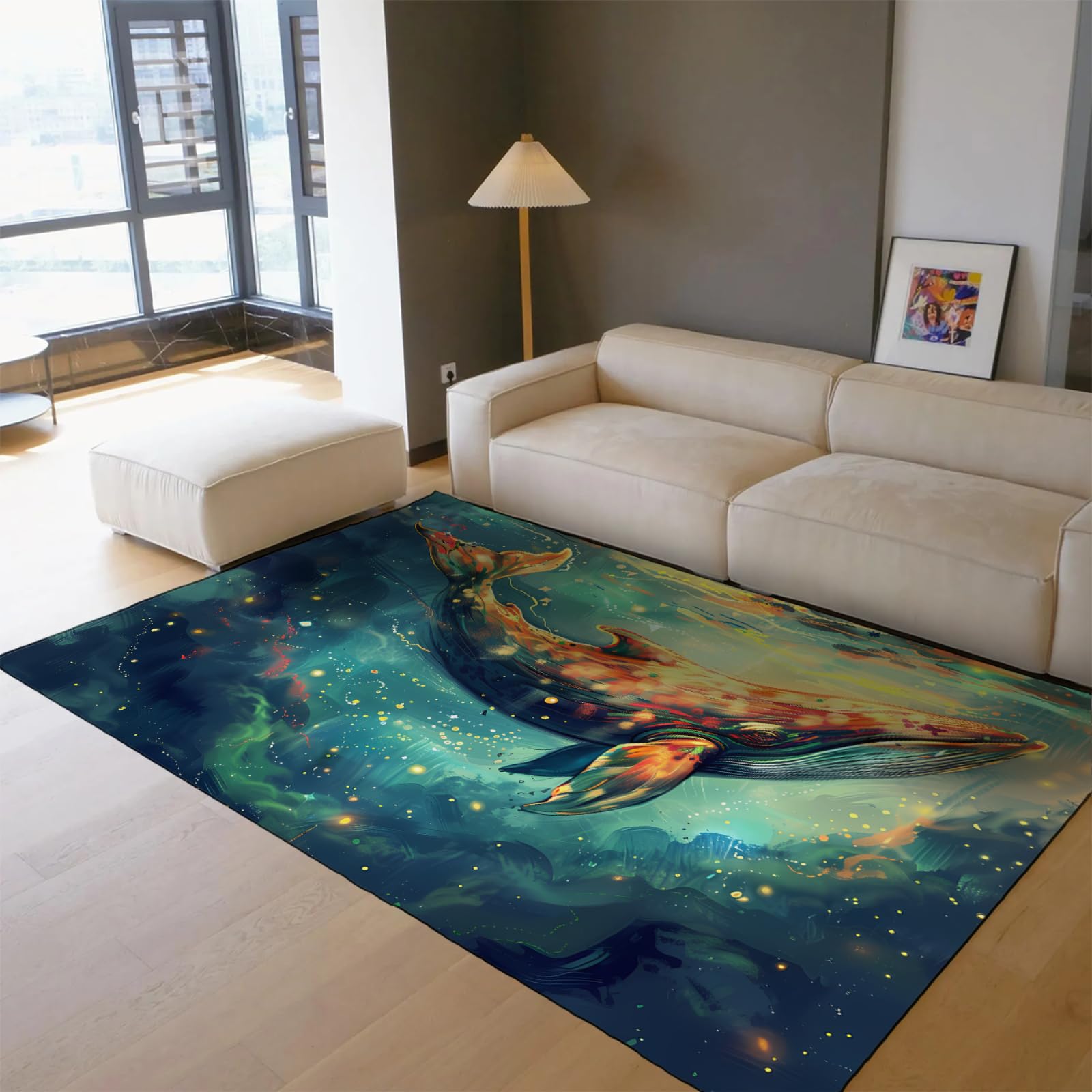 Alfombras modernas del área del sueño lindas alfombras de delfines para niños Dibujos animados de ballenas Patrones de animales Alfombras antideslizantes de la habitdecor del dormitorio 160x220cm