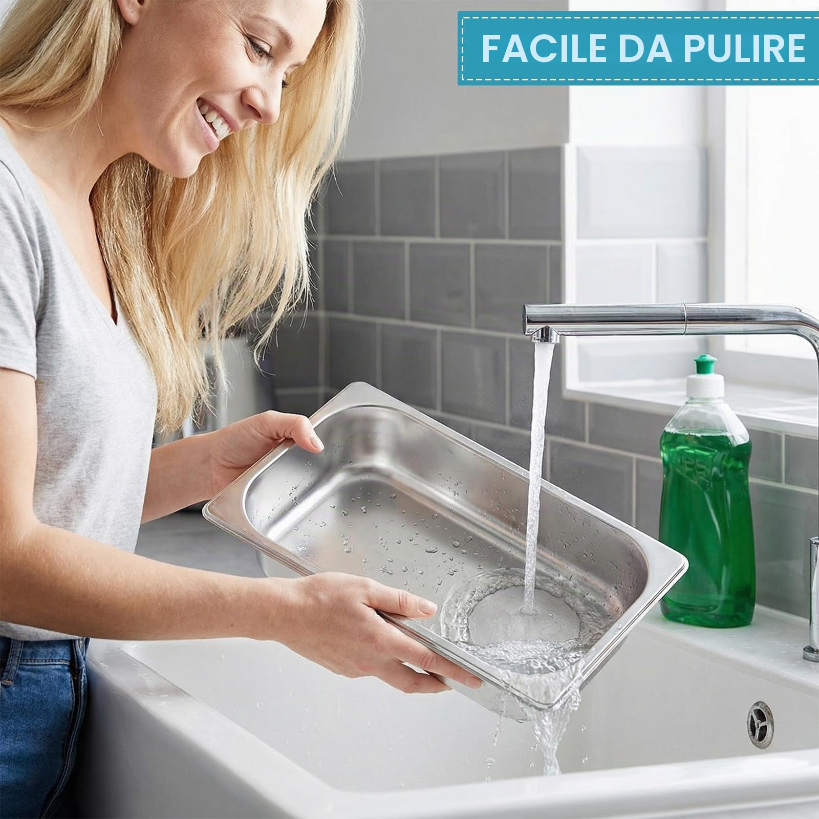 Set di 3 vaschette per impanare, set per impanare in acciaio inossidabile 32,5 x 17,5 x 6,5 cm facili da pulire, impilabili Vaschette per impanare carne, pesce e verdure