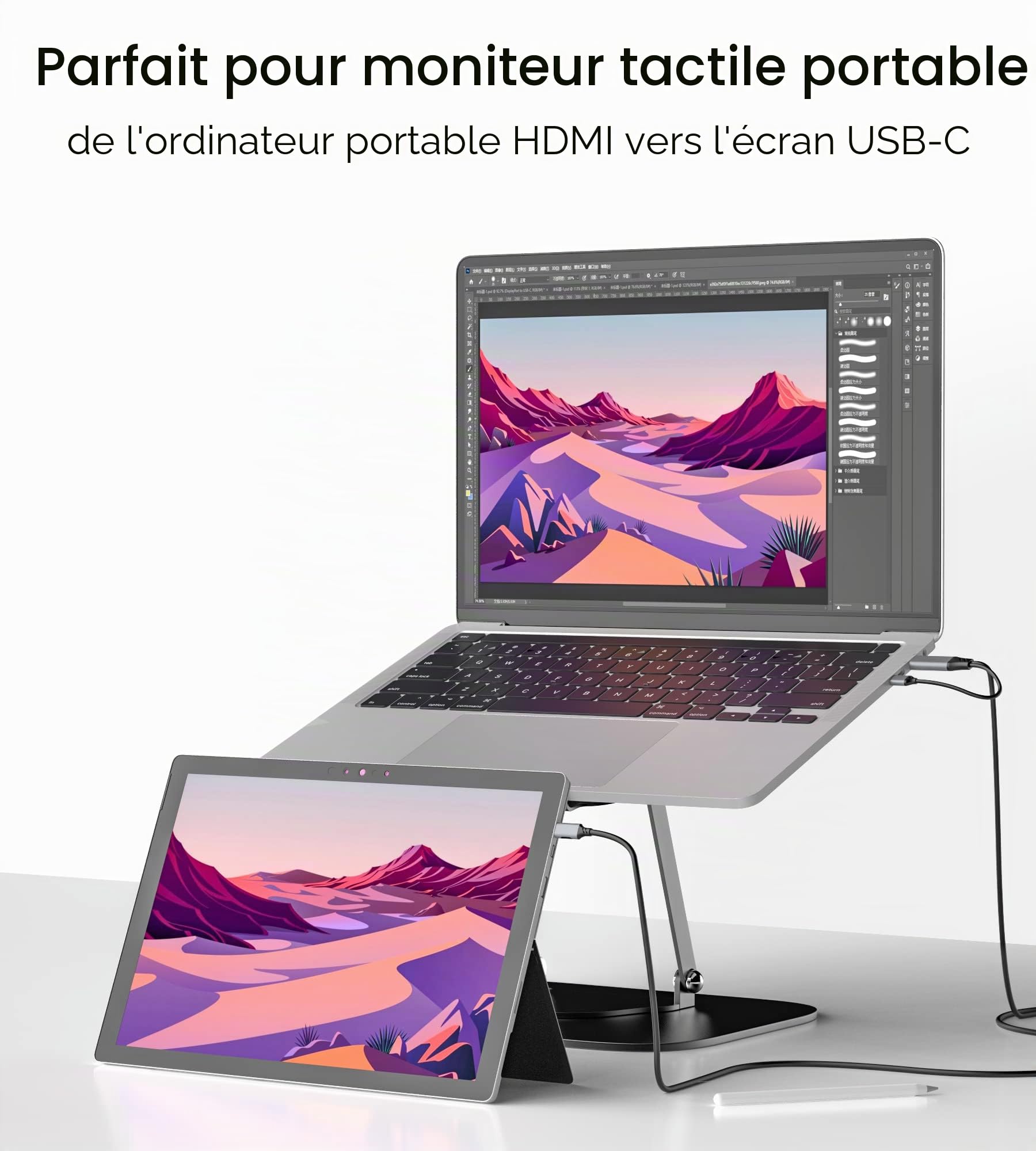 Câble DisplayPort vers USB-C 4K60 Hz, 2 m, Convertisseur DP Mâle vers Type-C pour Moniteur Portable Tactile, Compatible MacBook Pro/Air, iMac