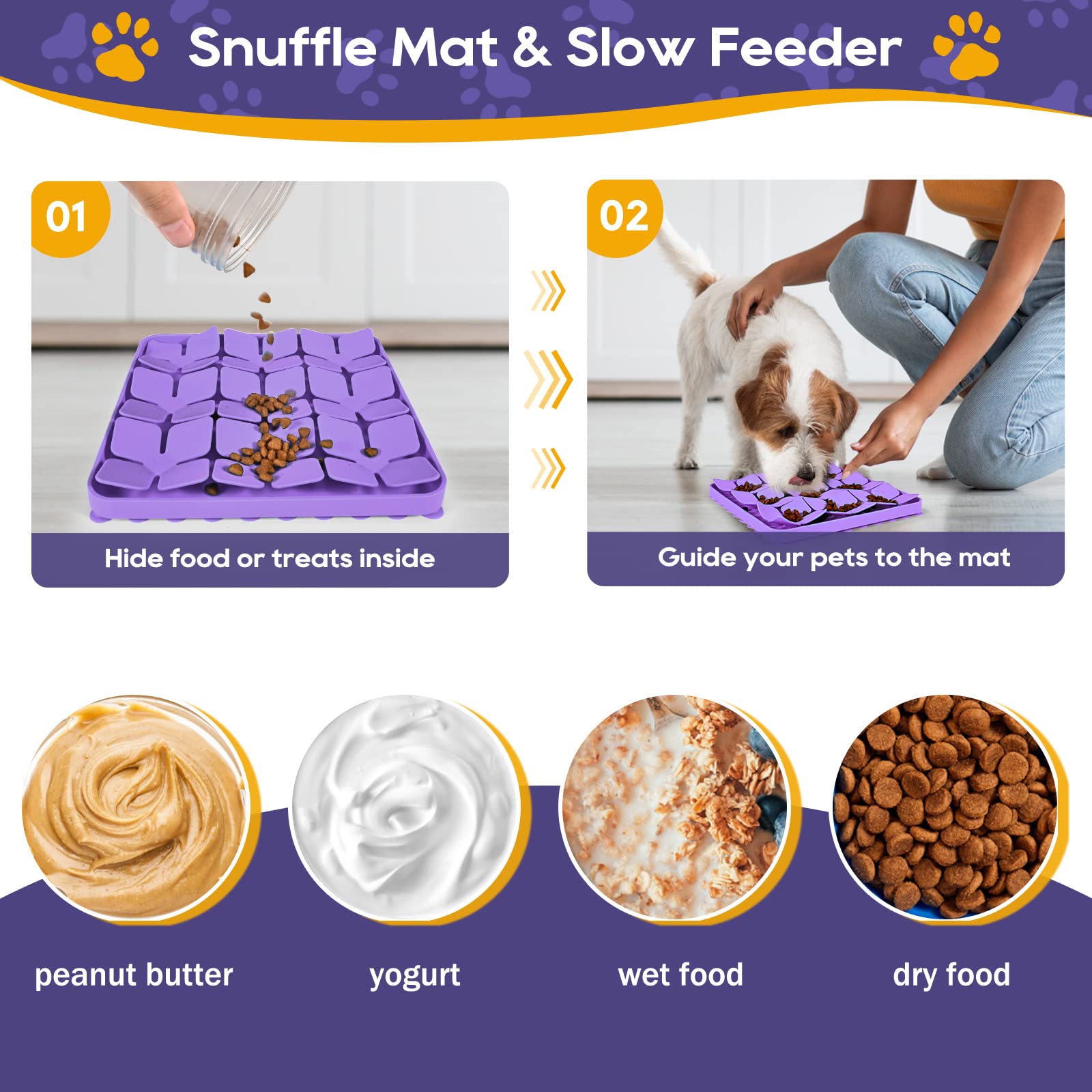 OurMiao Silicone Snuffle Mat for Dogs Dog Puzzle Feeder Sniffing Licking Mat for Small Medium Breed (Purple) - Image 2