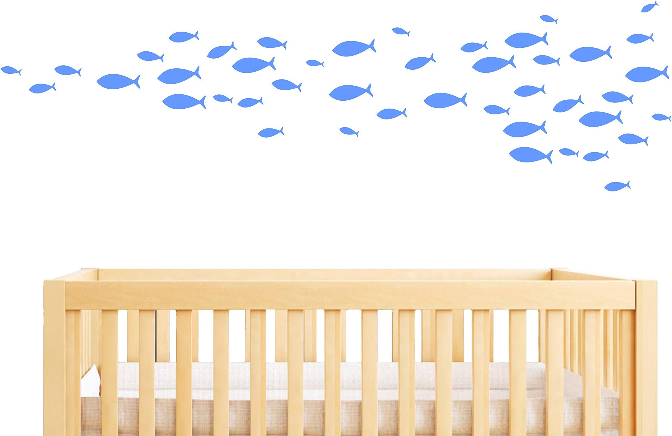 77Pieces Set Fish Wall Decal,Removable Vinyl Stickers for Kids Baby Bedroom, Bathroom,Nursery Decoration A05 (Medium Blue)