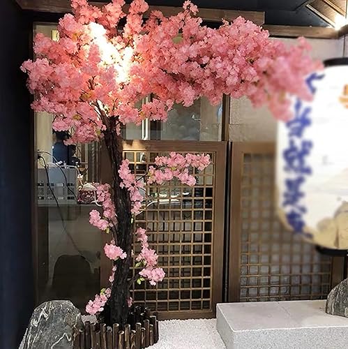 Miniatura 4 de XOBODI Decoración de flores de seda de Sakura falsa árboles de cerezo artificiales de simulación de árbol de flor de melocotón para interiores y