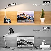 Vista 9 de cozoo LED Desk Lamp for Home Office, 15W Bright Desk Light with Wireless Charger Pen Holder, Gooseneck Small Table Lamp for Bedroom, Study, Reading