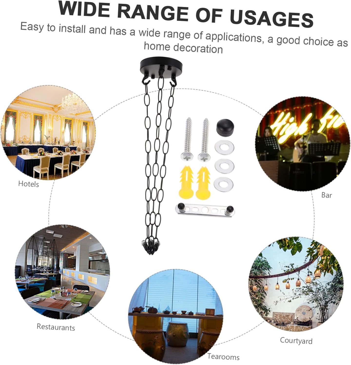 Toyvian Vintage Canopy Light Fixture Kit with Heavy Duty Ceiling Plate and Chain Easy to Install Pendant Lamp Accessories for Home Decor Includes Plate Chains