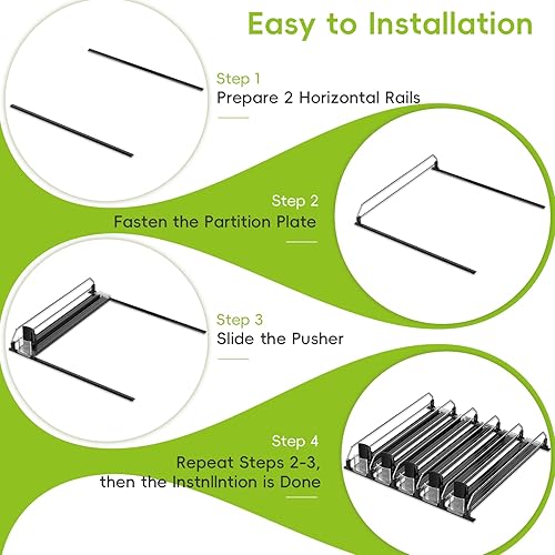Miniatura 7 de Dispensador de latas de refrescos, organizador de bebidas autoempujable, organización de refrigerador ajustable de ancho, dispensador de botellas de