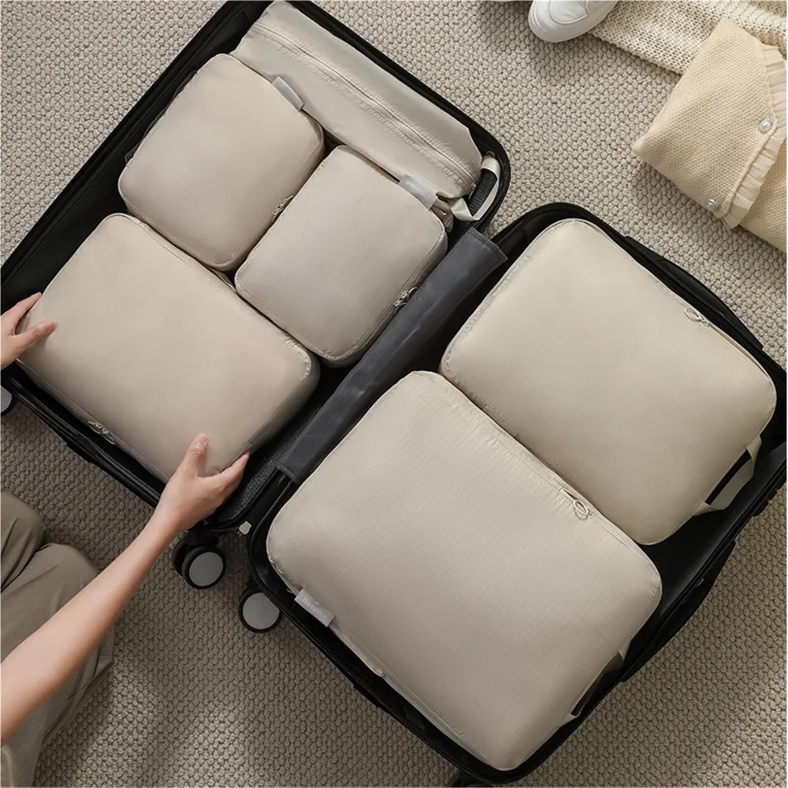 Borsa da viaggio a compressione, borsa portaoggetti for valigie, salvaspazio, for vestiti, asciugamani, scarpe, organizer, impermeabile, pieghevole per Vestiti, Scarpe, Cosmetici(Blue)