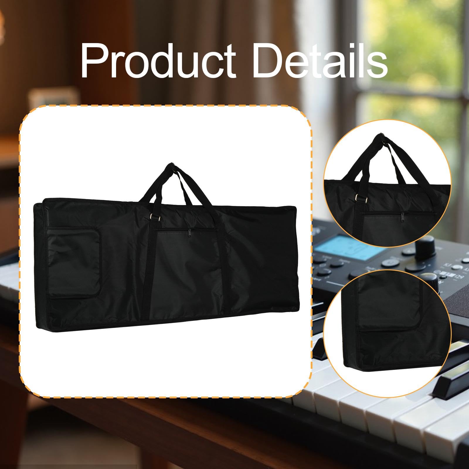 TISHITA Estuche para Piano Eléctrico de 61 Teclas con Bolsillo, Tela Oxford, 41'' X 16" X 5'', Bolsa de Almacenamiento