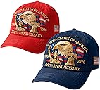 29 IYEBRAO 2-Pack 250th Anniversary USA Hat Eagle Embroidery Patriotic Baseball Cap1776-2026 Adjustable Hat for Men&Women(Navy Blue+Red)